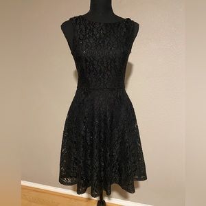 Speechless Juniors Black Sleeveless Glitter Lace Slim Party Dress